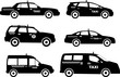 Set of different silhouettes taxi cars. Vector illustration