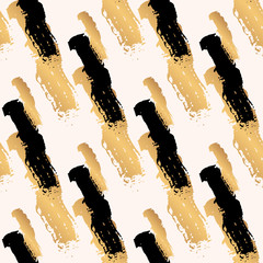 Poster - Seamless pattern with diagonal black and gold strokes