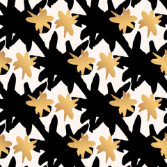 Poster - seamless pattern with gold and black star strokes