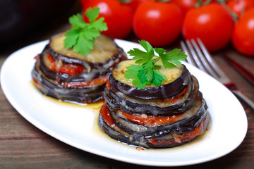 Wall Mural - Parmigiana di melanzane: baked eggplant - italy, sicily cousine