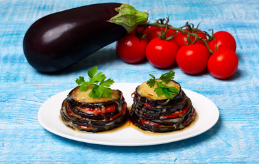 Wall Mural - Parmigiana di melanzane: baked eggplant - italy, sicily cousine