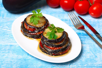 Wall Mural - Parmigiana di melanzane: baked eggplant - italy, sicily cousine