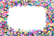 © pixelliebe - Konfetti Regen Rahmen bunt Hintergrund mit Textfreiraum