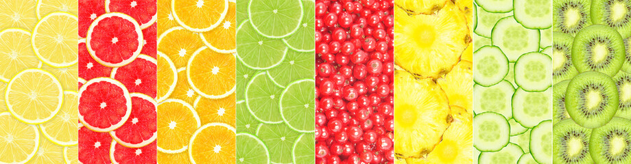 Wall Mural - collage of different fruit slices