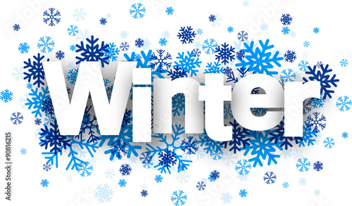 Winter paper sign over snowflakes. Stock Vector | Adobe Stock