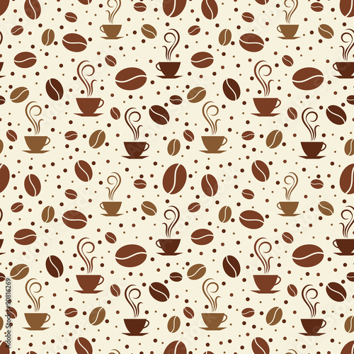 Nowoczesny obraz na płótnie Coffee seamless pattern