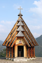 Wall Mural - old wooden church on mountain