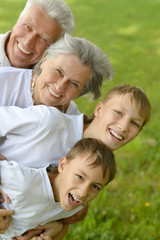 Sticker - Boys with grandparents   in summer