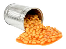 Baked Beans Pouring Out Of Can