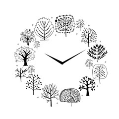 Aufkleber - Seasons concept, trees on watches, sketch for your design
