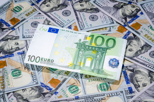 One Hundred Euro On American Dollars Money Background This One Hundred Euro On American Dollars Money Background