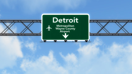 Wall Mural - Detroit USA Airport Highway Sign