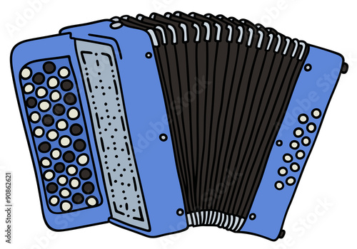 Fotografia, Obraz Blue accordion / Hand drawing, vector illustration