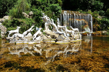 Wall Mural - The baroque residence of Caserta in Italy, the lake, the statues.