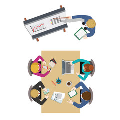 Wall Mural - Office meeting room report flat vector 3d presentation