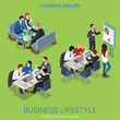 © Sentavio - Flat 3d isometric vector business office life: teamwork meeting