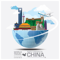 Canvas Print - China Landmark Global Travel And Journey Infographic