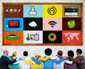 Wall Mural - Technology Social Media Networking Online Digital Concept