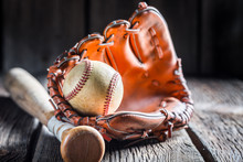 Vintage Baseball In A Leather Glove