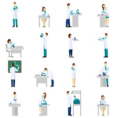 Sticker - Scientist Person Flat Set