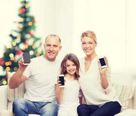 Sticker - happy family with smartphones