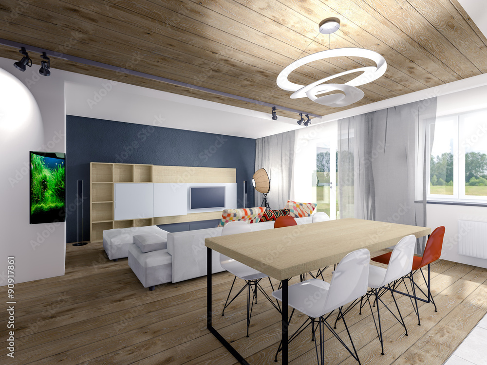 Bright modern living room
3d render