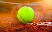 Tennis Ball On A Tennis Court