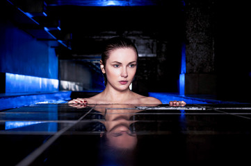 Beautiful woman in a jacuzzi bathtub