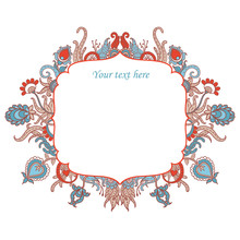 Vintage Vector Abstract Flower Frame With Text Place