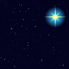 vector background of the night sky with a bright north star