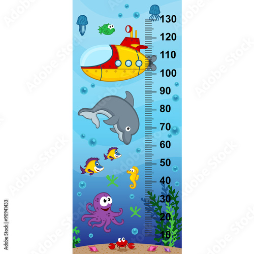 Naklejka na meble underwater height measure (in original proportions 1:4)