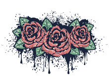Grunge Roses With Splatters