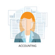 Leinwandbild Motiv Accounting Icon with businesswoman