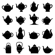 Tea Pots Icons Set
