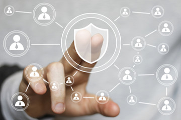 button shield security virus icon business online sign
