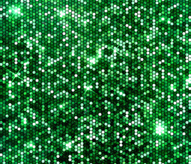 Poster - Green sparkle glitter background. Glittering sequins wall.