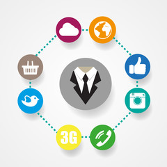 Wall Mural - social media icon flat style illustration