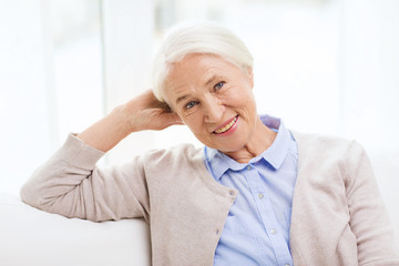 Canvas Print - happy senior woman at home