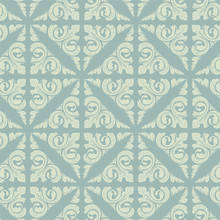 Retro Blue Vintage Floral Seamless Pattern