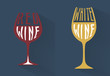 Wine symbol collection with red and white wine long shadow vector design