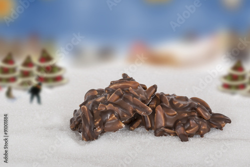 Foto-Kissen - Honigprinte, Lebkuchen mit Schokoladenüberzug und Mandeln. Weihnachtsgebäck (von ccgocke)