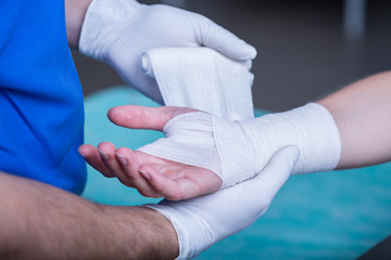 bandaging a hand