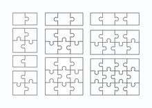Jigsaw Puzzle Vector Flat Blank Templates Set