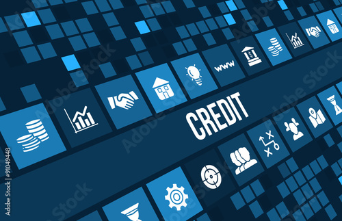 Fotografía Credit concept image with business icons and copyspace.