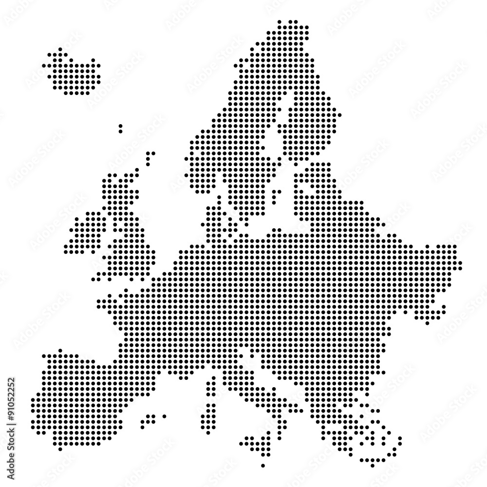 Europa gepunktet (schwarz) - obrazy, fototapety, plakaty 