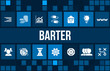 Barter concept image with business icons and copyspace.