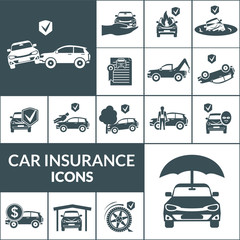 Canvas Print - Car Insurance Icons Black