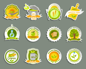 Sticker - Natural organic food brands stickers set 