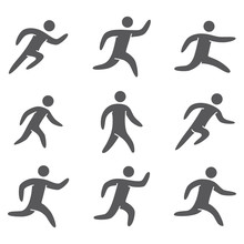 Silhouettes Figures Set Of Runners