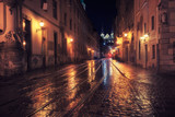 Fototapeta Uliczki - Old European city at night